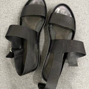 Vince Women's Black Marett Lizard-embossed Leather Slingback Sandals